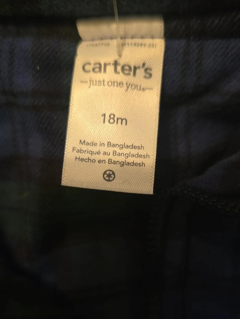 New Carter's Toddler 18M Navy Green Plaid Quilted Zip Quilted Vest